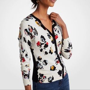 NWT Ann Taylor  Black Winter Floral Cardigan